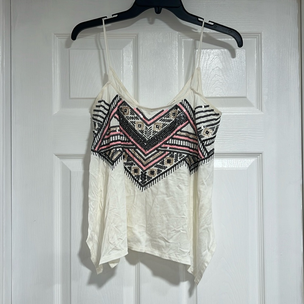 Express sequin crop top with side slits